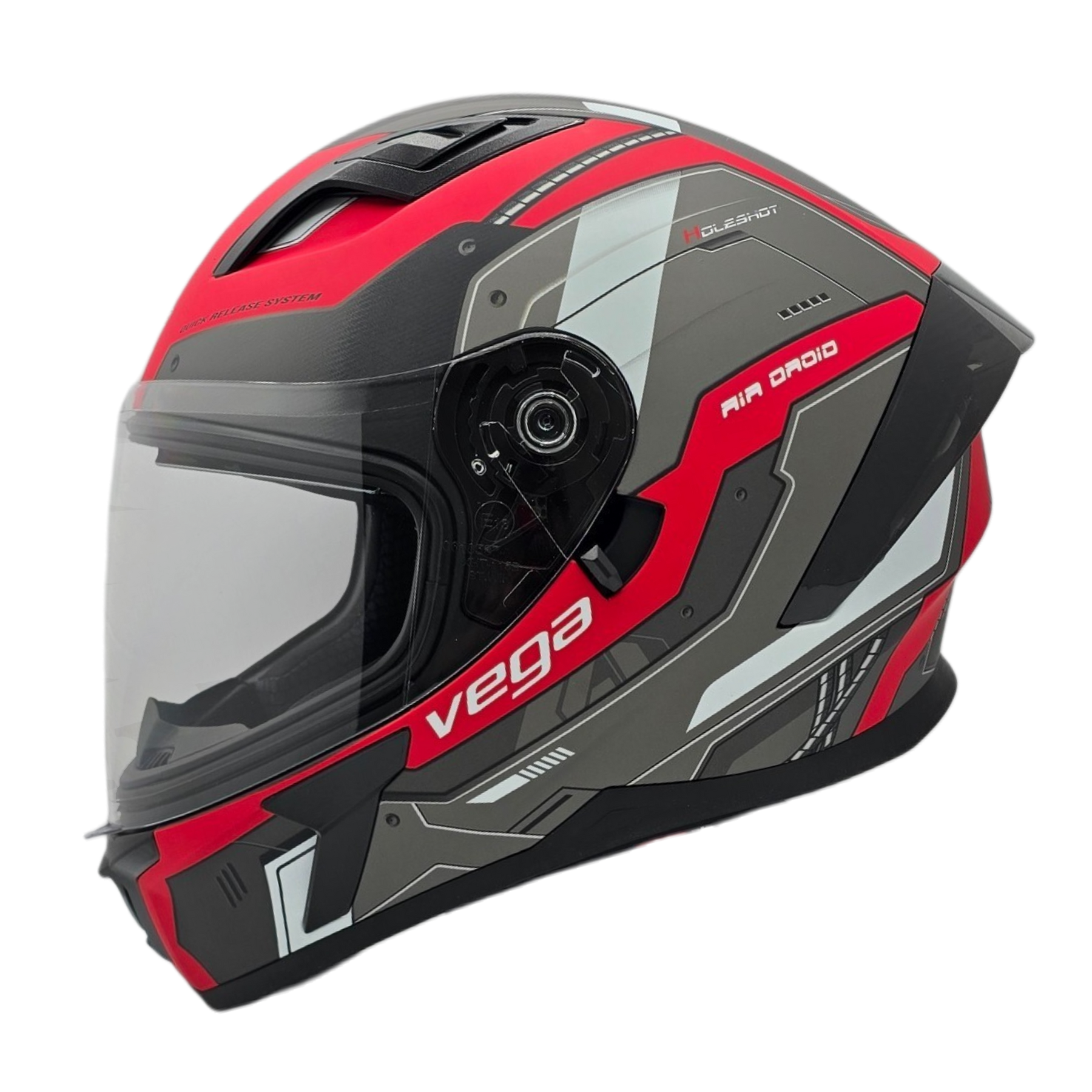 add shield to bike helmet swivel axis ICON - Optics Pivot Kit with a clear Helmet HOLESHOT Air Droid Red