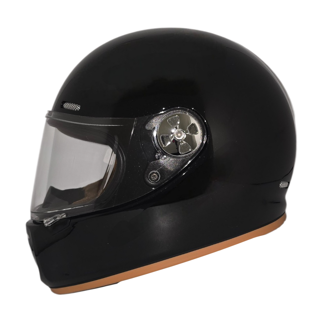 black retro motorcycle helmet Helmet RETRO Metallic Black