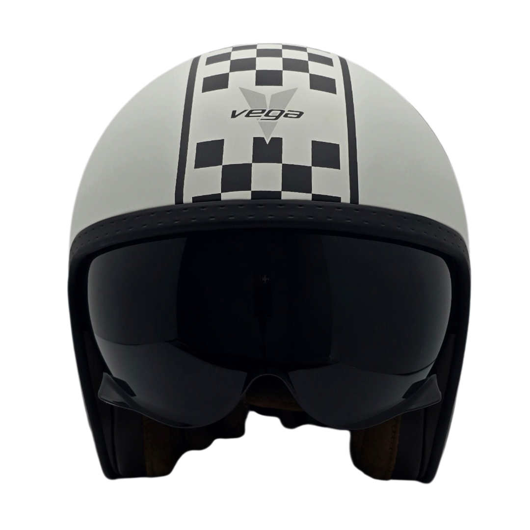 Casco V8 Ajedrez Blanco Negro