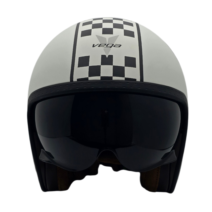 Casco V8 Ajedrez Blanco Negro