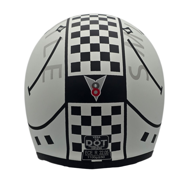 Casco V8 Ajedrez Blanco Negro