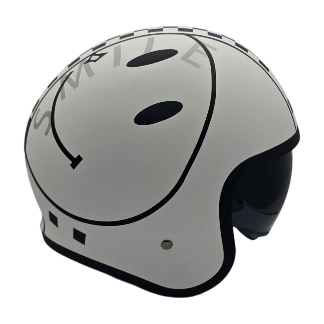 Casco V8 Ajedrez Blanco Negro