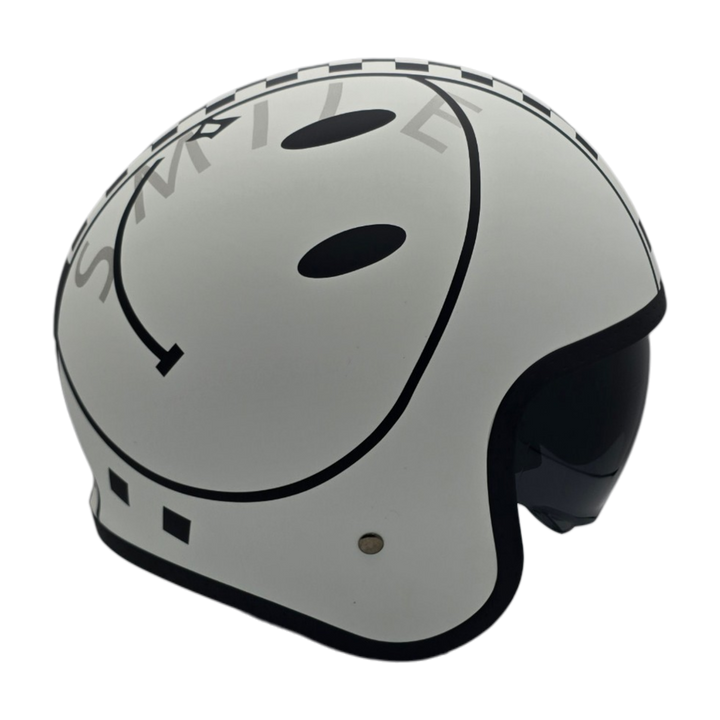 Casco V8 Ajedrez Blanco Negro