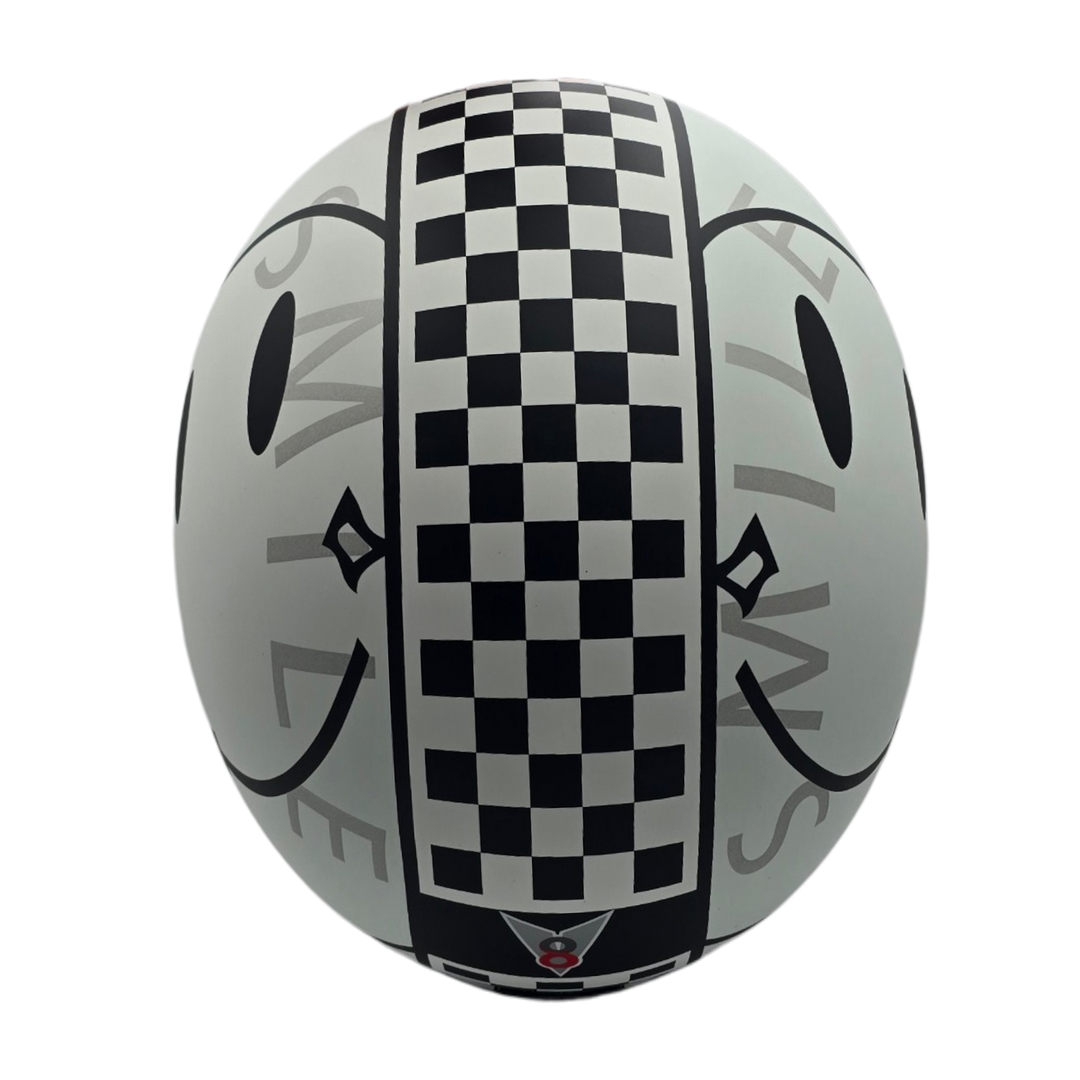 Casco V8 Ajedrez Blanco Negro