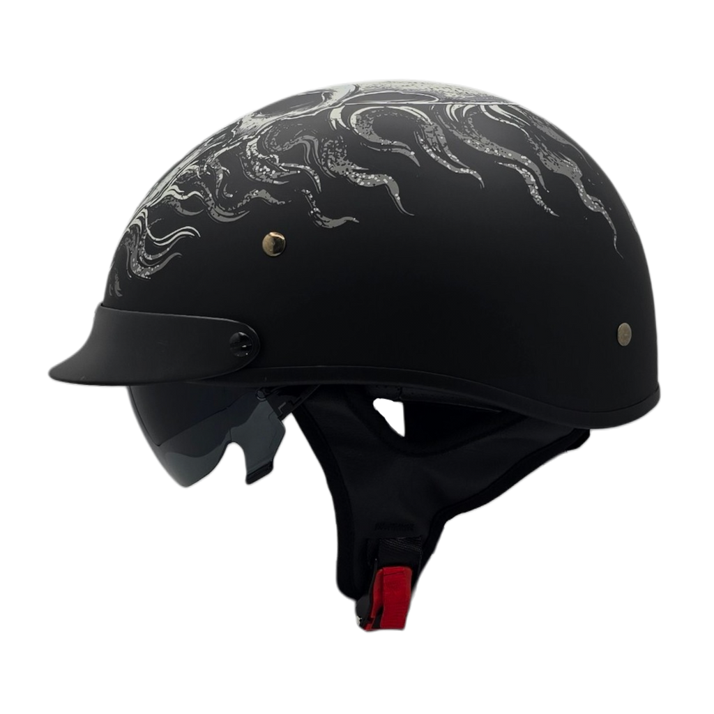 best half face motorcycle helmets Helmet WARRIOR Flame Skull