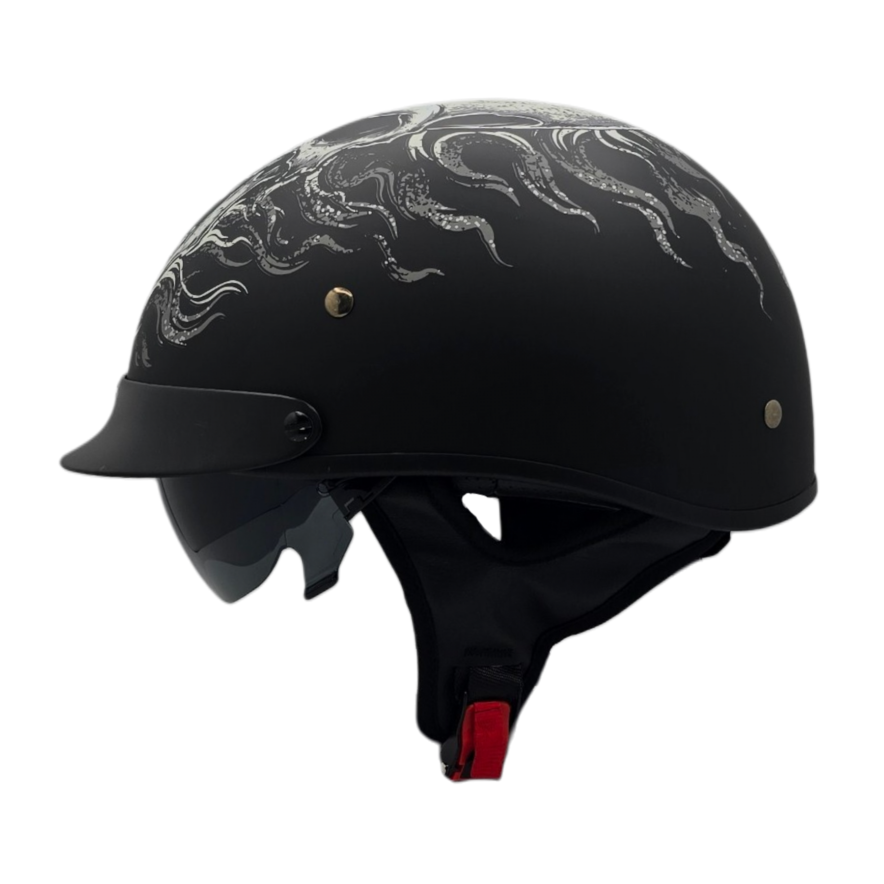 female motorcycle helmet on transparent background Helmet WARRIOR Flame Skull