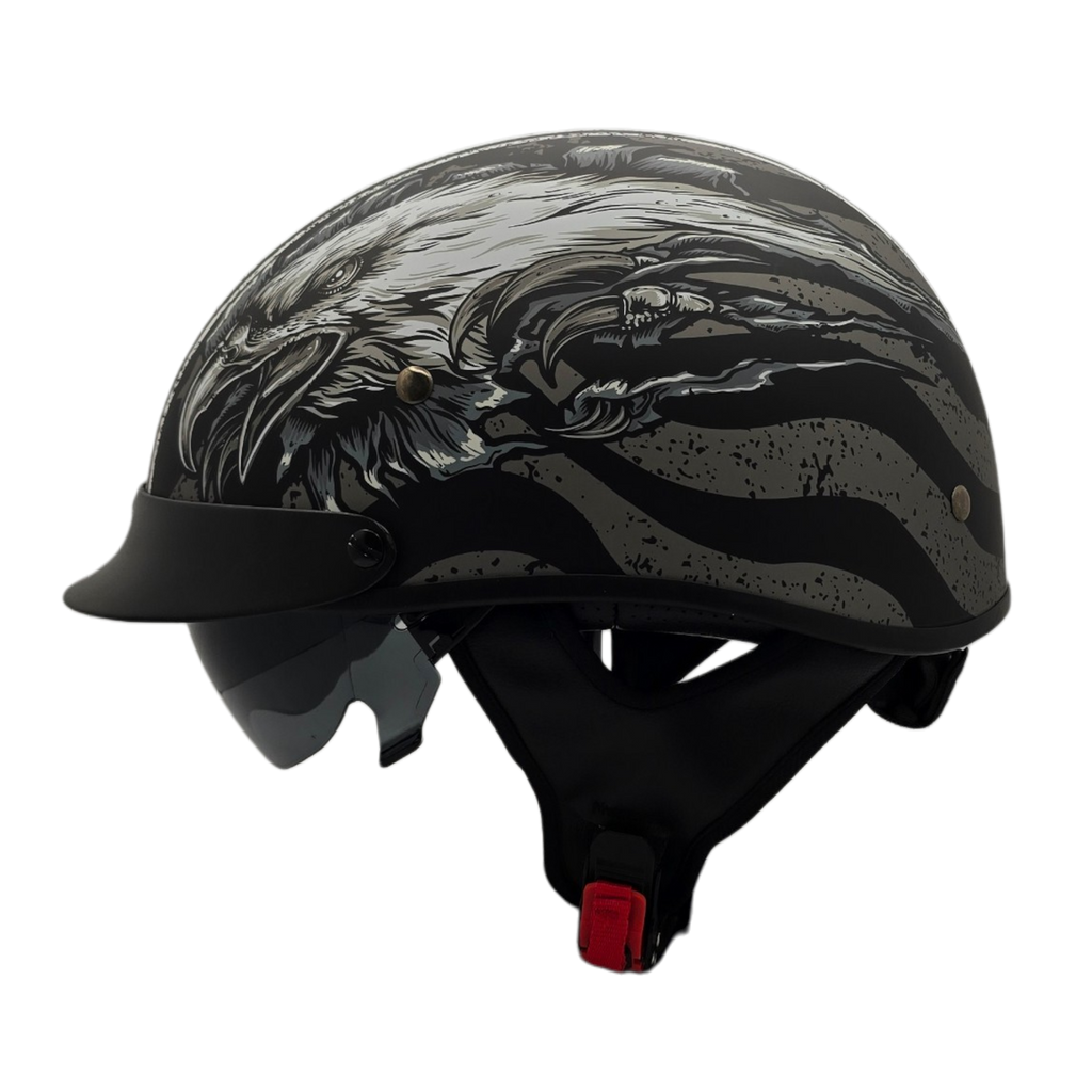 eagle matt motorcycle helmet Hot Leathers D.O.T. American Matte Black Slash2Gash T520 EXO SMK Force Eagle MA235 Matt