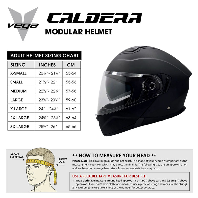 Size Chart Casco CALDERA II Rojo Velocidad