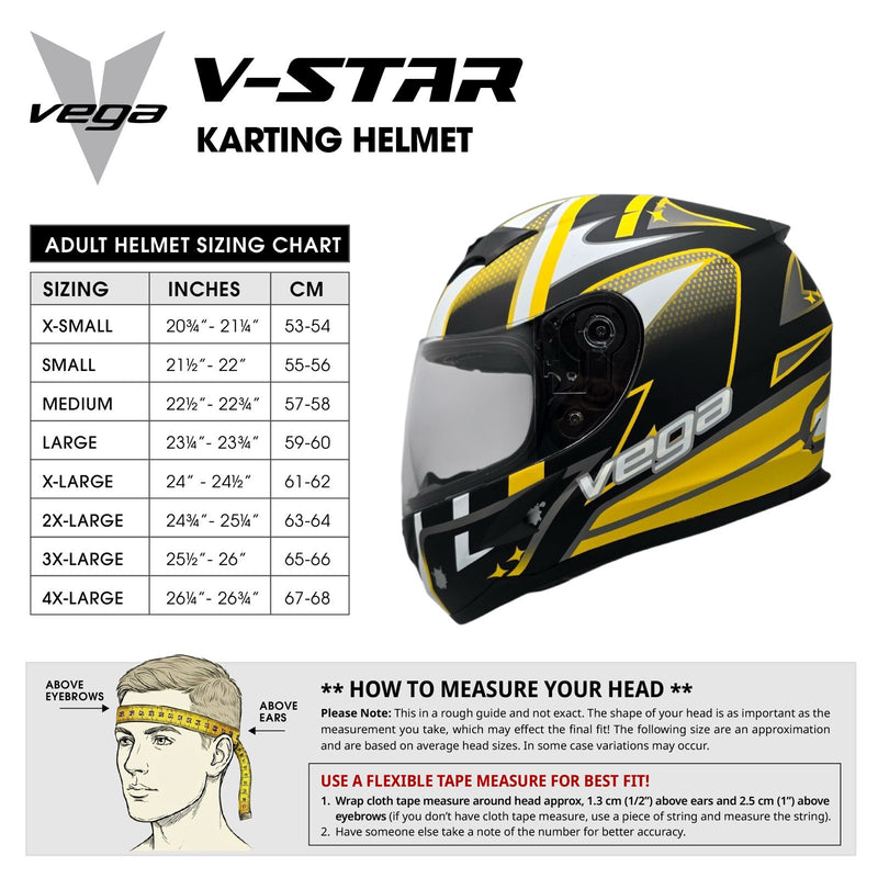 Size Chart Casco V-STAR KARTING Evolution Verde