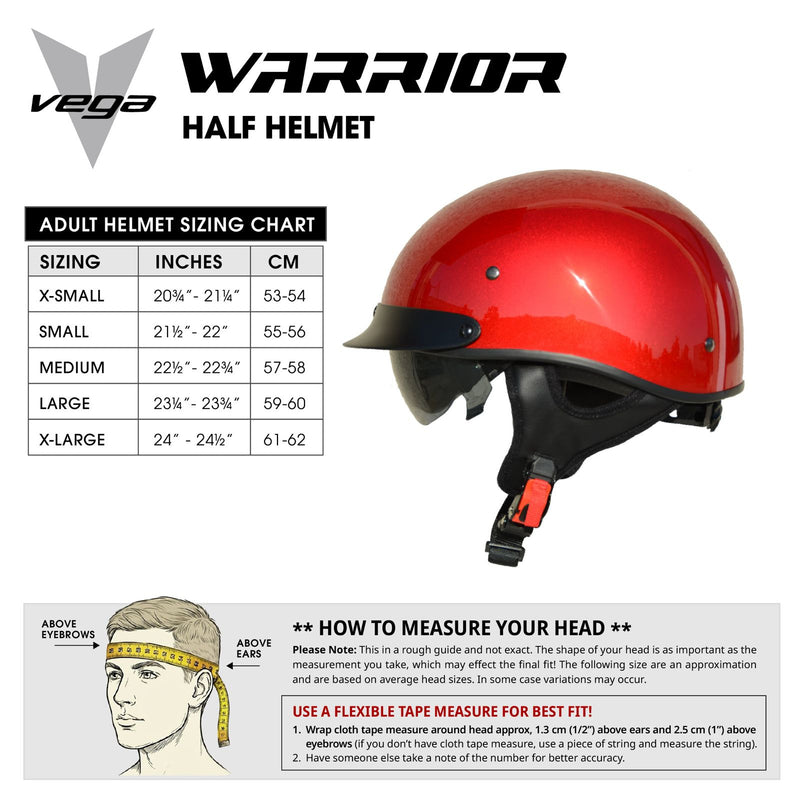 Size Chart Casco WARRIOR Eagle Rojo