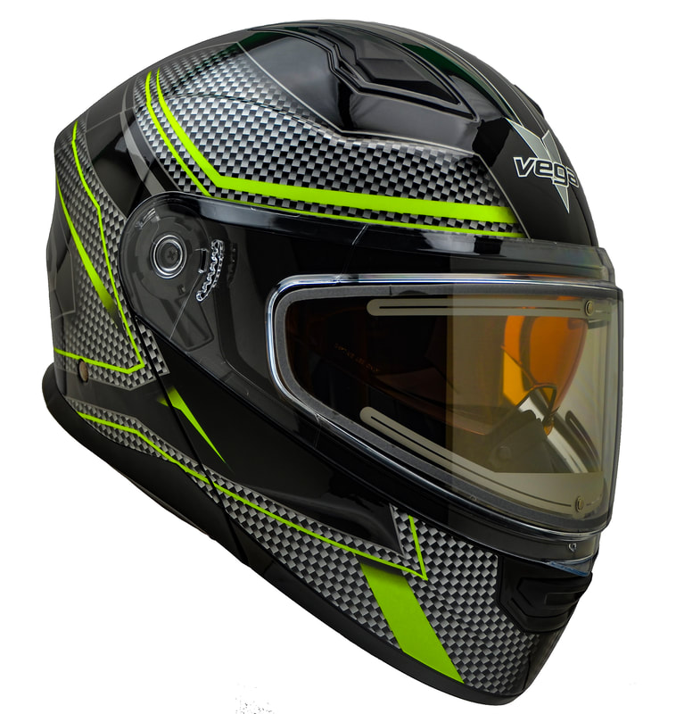 Vega Helmets Unisex-Adult Modular Caldera Electric Snow Snowmobile Helmet with 30/% Larger Shield and Sunshield Gloss Black Medium