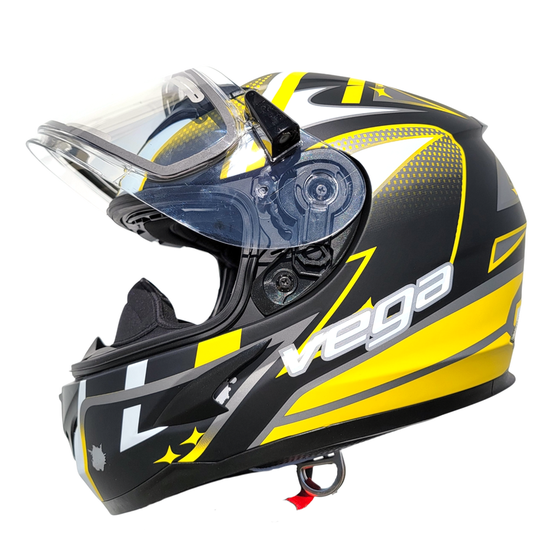 Vega Insight Full Face Helmet with Quick Release Chin Strap and Tech Graphics Black, X-Small 